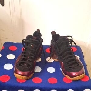 Nike Foamposite Stylish Black and Burgundy Sneakers